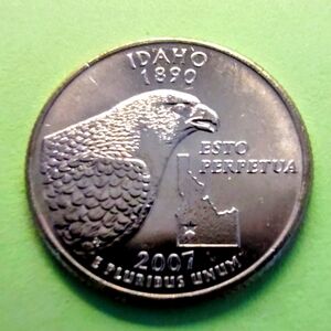 2007-P Idaho State Quarter Uncirculated From US Mint Roll. Item #5072